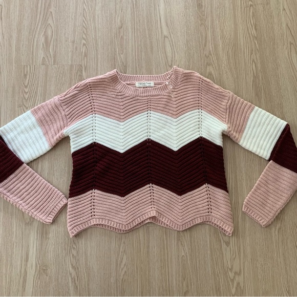 SALE Knit chevron sweater mauve burgundy - Picture 1 of 1